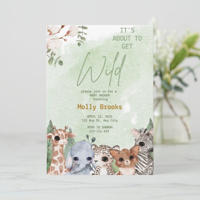 Invitation C'est sur le point d'obtenir Wild Jungle Baby show (Debout devant)