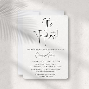 Invitation C'est Triplets Modern Script Baby shower Invitatio