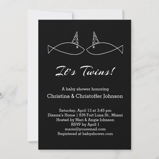 Invitation C'est Twins ! baby shower (Devant)