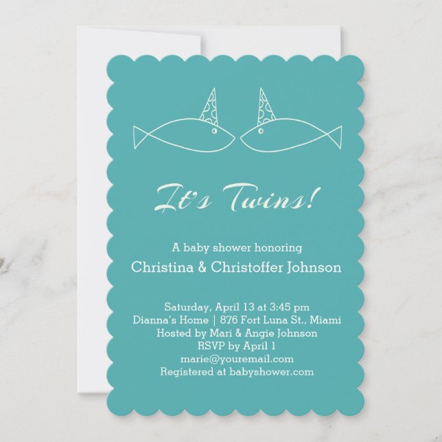Invitation C'est Twins ! baby shower (Devant)
