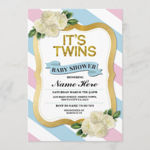 Invitation C'est Twins Boy & Girl Baby shower Pink Blue Invit