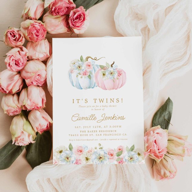 Invitation C'est Twins Fall Girl and Boy Baby shower (It's Twins Boy and girl Baby Shower Invitation)