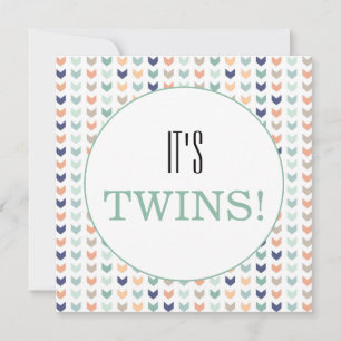 Invitation C'est Twins Modern Geometry Twins Baby shower