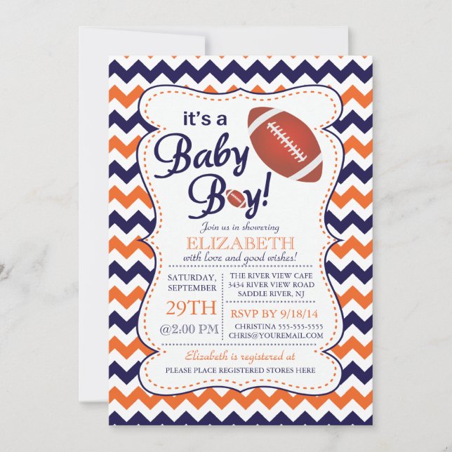 Invitation C'est un Baby Boy Football Baby shower Invitatatio (Devant)