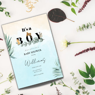 Invitation C'est un baby shower animal safari garçon
