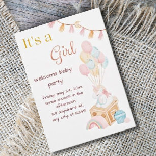 Invitation C'Est Un Baby shower Balloon De Fille Boho