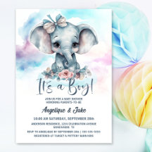 C'est un Baby shower bébé éléphant garçon