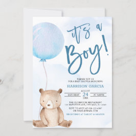 Invitation C'est un Baby shower Bleu Blonde en Teddy Bear