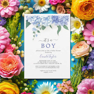 Invitation C'est un Baby shower botanique d'Hydrangée Bleue G