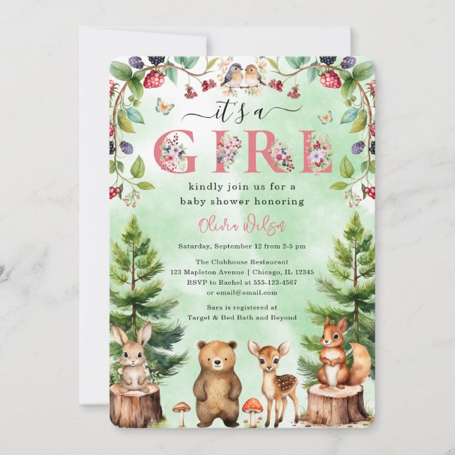 Invitation C'est un Baby shower d'animaux de bois (Devant)