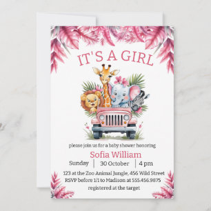 Invitation C'est un baby shower d'animaux de safari dans la j