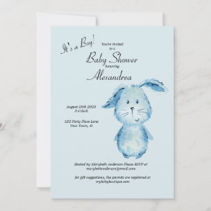 Invitation C'est un Baby shower d'aquarelle de lapin garçon