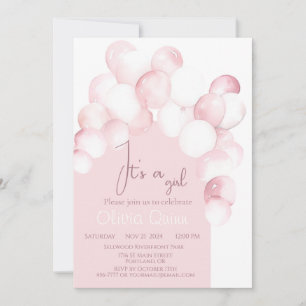 Invitation C'est un baby shower d'arc de ballons roses fille