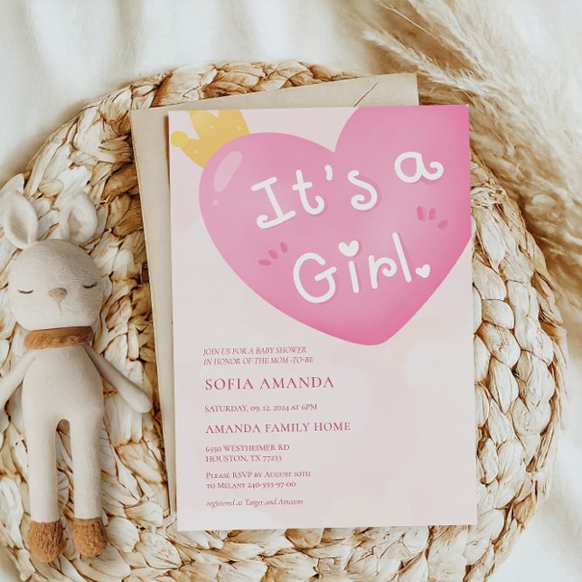 Invitation C'est un Baby shower de ballons rose fille (Créateur téléchargé)