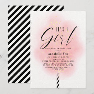 Invitation C'est un Baby shower de bonbons en coton rose pour