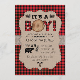 Invitation C'est un Baby shower de bûcherons