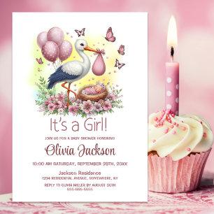 Invitation C'est un Baby shower de cigogne