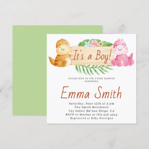 Invitation C'est un Baby shower de dinosaure d'aquarelle pour