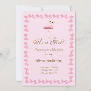 Invitation C'est un Baby shower de Flamant rose rose fille
