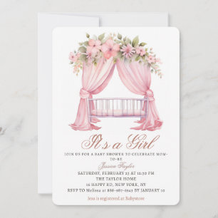 Invitation C'est un Baby shower de fleurs de printemps rose p