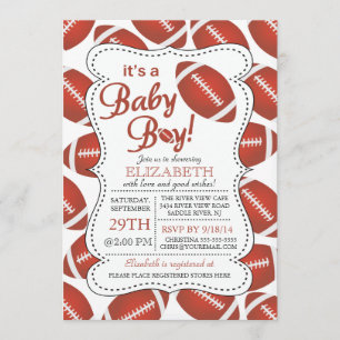 Invitation C'est un Baby shower de football pour bébé garçon