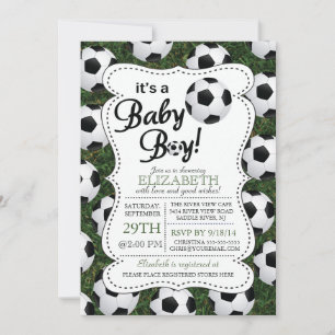 Invitation C'est un Baby shower de Football pour bébé garçon