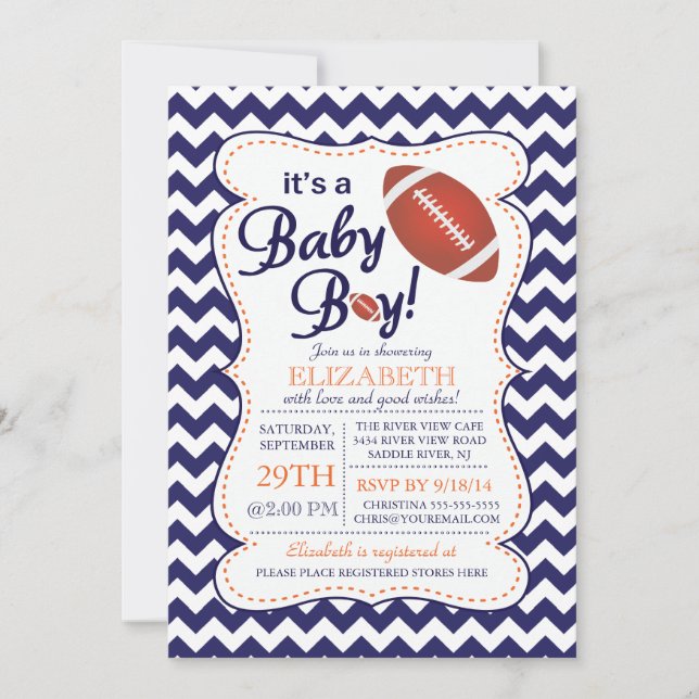 Invitation C'est un Baby shower de football pour bébé garçon (Devant)