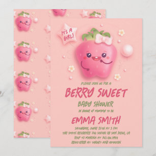 Invitation C'est un Baby shower de fraises sucrées de Girl Be