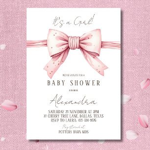 Invitation C'est un Baby shower de la fille Coquette Rose Bow