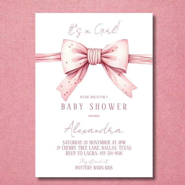 Invitation C'est un Baby shower de la fille Coquette Rose Bow (Créateur téléchargé)