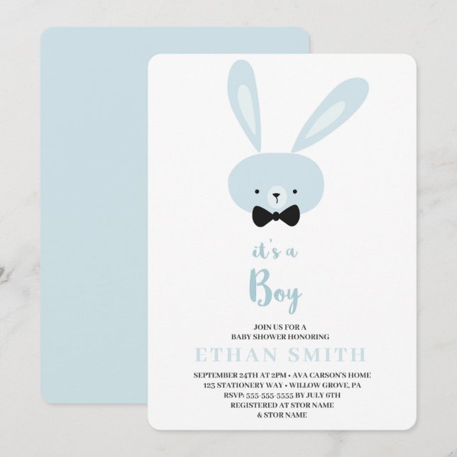 Invitation C'est un Baby shower de lapin mignon (Devant / Derrière)