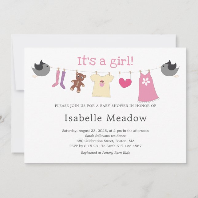Invitation C'est un Baby shower de linge de maison (Devant)