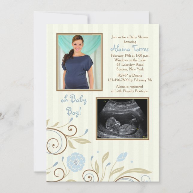 Invitation C'est un Baby shower de photos de garçon (Devant)