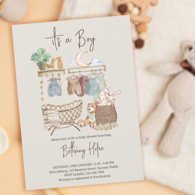 Invitation C'est un Baby shower de pouponnière Boho Boy (Créateur téléchargé)