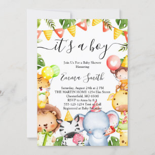 Invitation C'est un Baby shower de Safari de la Jungle Garçon