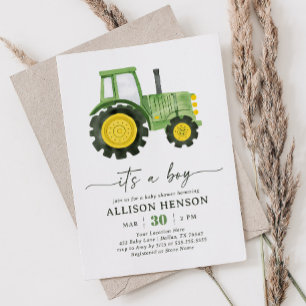 Invitation C'est un Baby shower de tracteur pour garçons