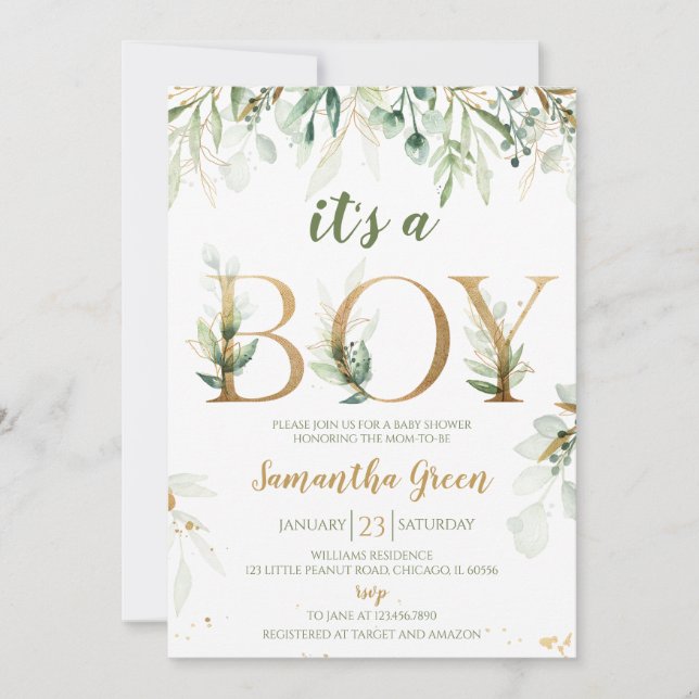 Invitation C'est un Baby shower de verdure (Devant)