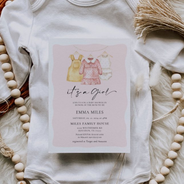 Invitation C'est un Baby shower de vêtements pour filles Invi (Créateur téléchargé)