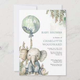 Invitation C'est un Baby shower éléphant bleu garçon