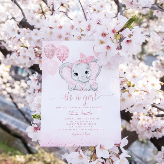 Invitation C'est un Baby shower Eléphant et Balloon mignon po (Créateur téléchargé)
