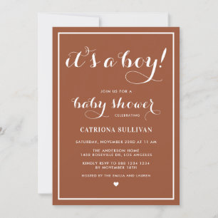 Invitation C'est un Baby shower en terre cuite Calligraphie d