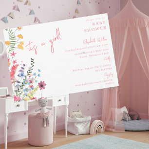 Invitation C'est un Baby shower Fleur sauvage de filles dansa