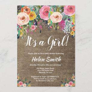 Invitation C'est un Baby shower floral de filles