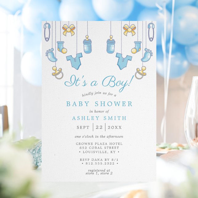 Invitation C'est Un Baby shower Garçon Bleu. (Créateur téléchargé)