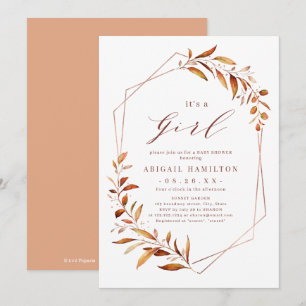 Invitation C'est un Baby shower géométrique Girl Fall Greener
