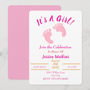 Invitation C'est un Baby shower minuscule de pieds roses