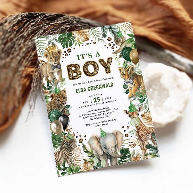 Invitation C'est un Baby shower sauvage de Safari de la Jungl (Créateur téléchargé)
