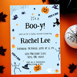 Invitation C'est un Boo-y Light Bleu Halloween Baby Boy Douch