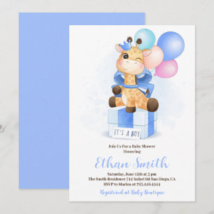 Invitation C'est un éléphant aquarelle girafe Baby Shower