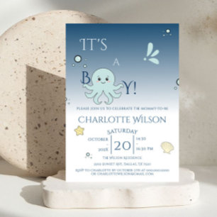 Invitation C'est un garçon ! Animaux de l'océan mignons pour